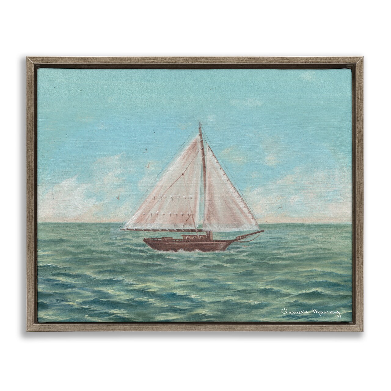 Stupell Industries Green Toned Classic Sailboat Floating Frame By Danielle Murray